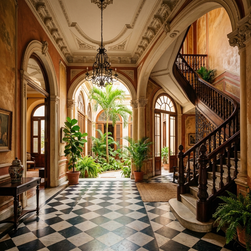 Colonial mansion interior in Havana Cuba